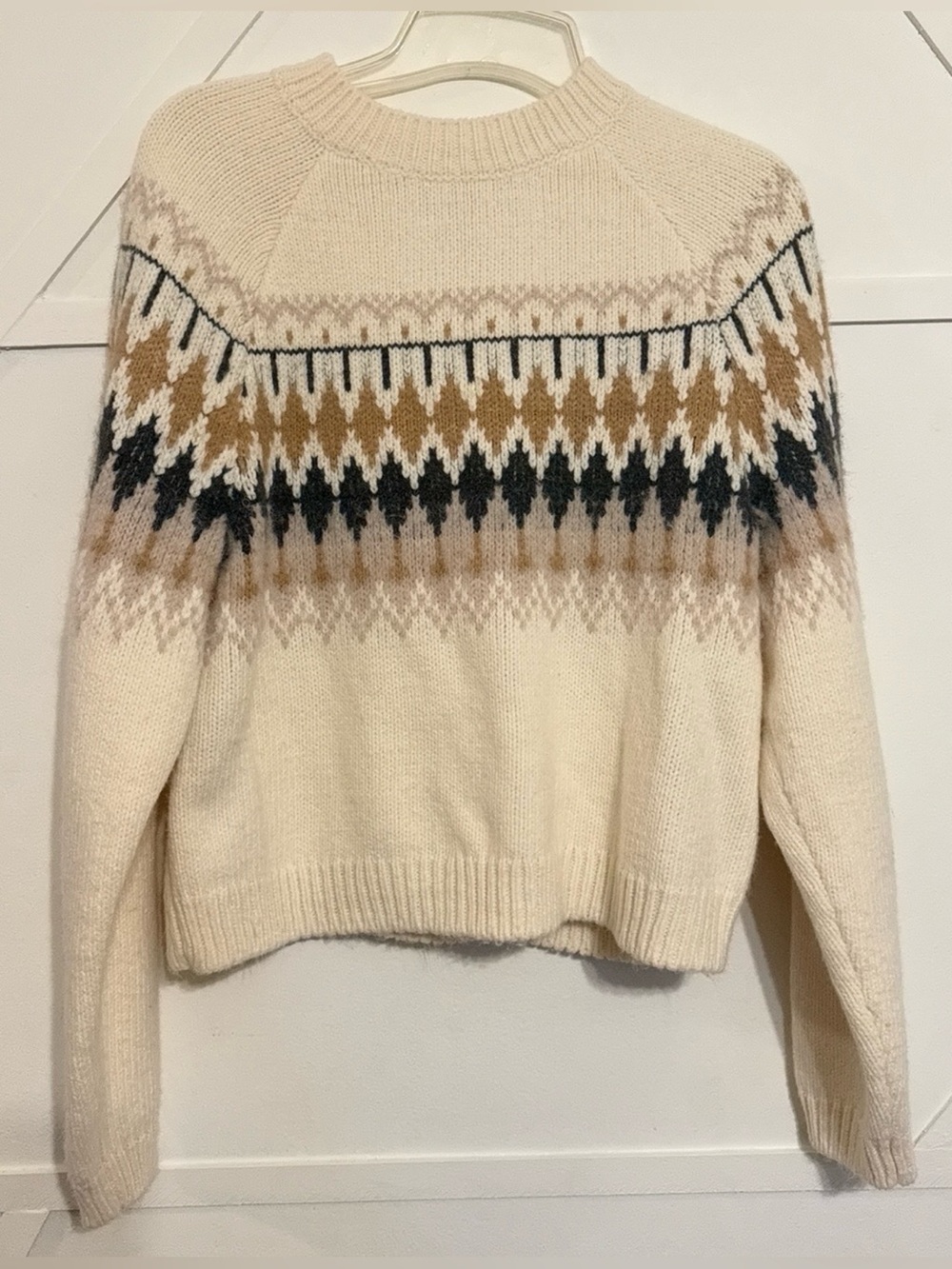 Cream Fair Isle Crewneck Sweater - Women